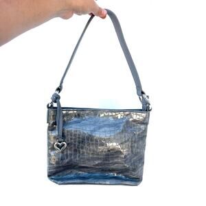 Brighton Cherie Cher Soft Croc Embossed Purse Light Blue Handbag Shoulder Bag